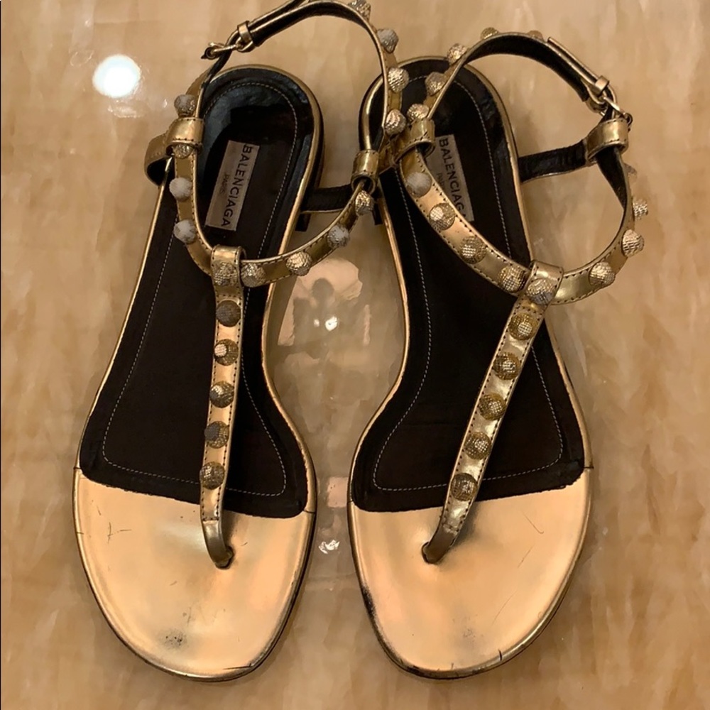Balengiaga Metallic studded Leather Sandals